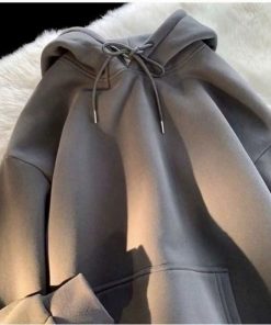 Áo Khoác Nỉ Trơn Dáng Croptop Dây To Khóa Kéo Mũ 2 Lớp