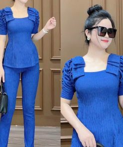 Set Bộ Đồ Nữ Thun Xốp Áo Tay Phồng Quần Dài Ống Ôm Sa137 - Sam