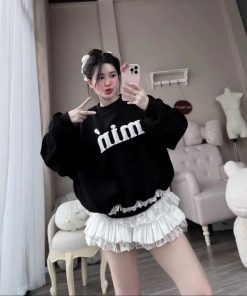 Áo Sweter Thêu Nổi Miu Chất Nỉ Xk Dày Mịn Phối Ren Như Hình - Htm Fashion