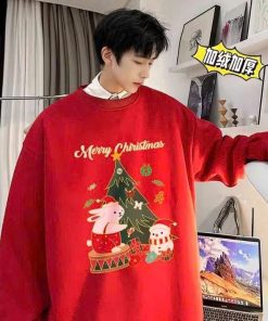 Áo Sweter Cổ Tròn In Cây Thông Noel Người Tuyết Giáng Sinh - Htm Fashion