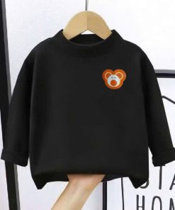 (6 -20Kg ) Áo Giữ Nhiệt Cổ 3 Phân, Thu Đông Dài Tay Bé Trai Bé Gái, Bé Trai-Hình Gấu Phát Sáng In Ngguc