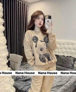 Set Bộ Đồ Nữ Dài Chất Nỉ  In Hình Gấu Bt786 - Nana House