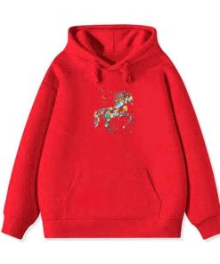Áo Hoodie Nỉ Lót Bông Mềm Mịn In Nổi Hình Ngựa Phi Unisex Nam Nữ, Mũ 2 Lớp Phối Túi Bụng Tp30
