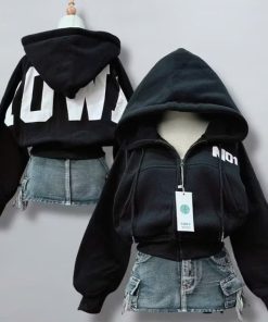 [Mới] Áo Khoác Dáng Lửng Nữ In Nổi Nowa Khoá Kéo Siêu Mượt Mặc Chống Nắng