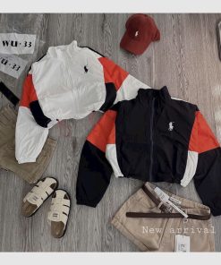 Áo Khoác Dù Gió Nhăn Thêu Chú Ngựa Tay Cam Mẫu Mới - Htm Fashion