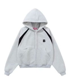 Áo Khoác Nón Rộng Thun Nỉ Bông Dày Mịn Thêu Chữ B- Thiết Kế Boxy Hiện Đại Aknp084