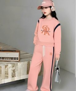 Set Bộ Dài Tay Chất Da Cá – Set Thể Thao Form Rộng Cá Tính Từ 24-45 Kg Dành Cho Bé Gái