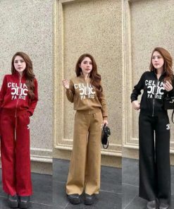 Set Đồ Bộ Nỉ Nữ Thiết Kế Khóa Kéo In Chữ Celin - Htm Fashion