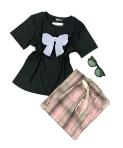 Tổng Hợp Các Sét Bộ Đồ Quần Ống Suông Kẻ Caro Chất Thô Mềm + Mix Áo Croptop  Tăm Lạnh - In Hình Nơ Trắng Xinh Xắn