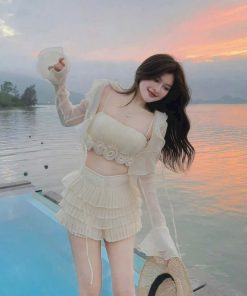 Set Đồ Đi Biển Nữ , Set 3 Món Áo 2 Dây Mix Chân Váy Kèm Áo Khoác Siêu Xinh