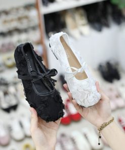 Giày Búp Bê Ren Hoa Vải Nhẹ Siêu Êm Chân Qccc Fullbox