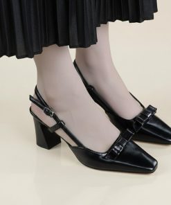 Sandal Cao Gót Dáng Công Sở Nơ Da Êm Mềm - Moon Shop