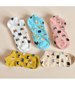 Set 5 Đôi Tất Vớ Nữ Hoạ Tiết Mèo Dễ Thương Mã 31 Dành Cho Nữ