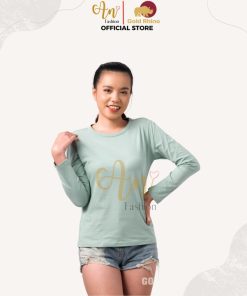 Áo Thun Nữ Tay Dài Cổ Tròn Màu Bạc Hà Đông Ấm Hè Mát Chất Liệu 100% Cotton Cao Cấp - Gold Rhino