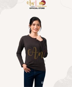 Áo Thun Nữ Tay Dài Cổ Tròn Màu Rêu Đậm Đông Ấm Hè Mát Chất Liệu 100% Cotton Cao Cấp - Gold Rhino