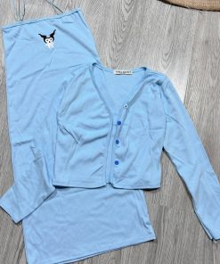 Set Đồ Nữ Áo Thun Dài Tay Phối Đầm Body 2 Dây - Ausa House