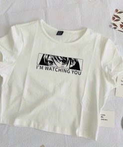 Áo Thun Nữ Croptop Cổ Tròn Tay Ngắn I'm Watching You - Ausa House