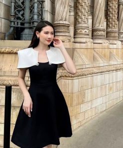 Váy Dự Tiêc Dáng Xòe Vai Kiểu Sang Chảnh  V363 - Haka Mây