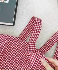 Váy Dáng Xòe Cổ Dây Caro Vuông Xinh Xỉu V500 - Haka Mây