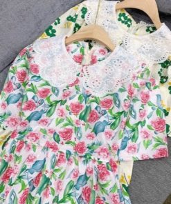 Váy Babydoll Họa Tiết Hoa Cổ Bèo Cute  V489 - Haka Mây