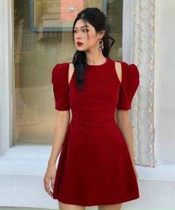 Váy Xòe Ngắn Cổ Tròn Tay Vòng Chất Umi Thanh Lịch V130 - Cloudy Dress