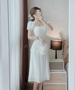 Váy Tiểu Thư Trắng Xèo Chất Kate Tay Bồng V92 - Cloudy Dress
