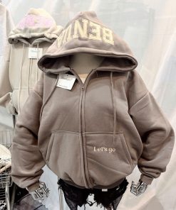 Áo Khoác Nỉ Hoodie Nữ Bena Thêu Letsgo – Dày Dặn, Ấm Áp, Phong Cách Street Style Trẻ Trung - Htm Fashion