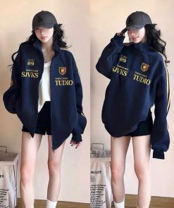 áo Khoác Nỉ Zip Nam Nữ Thể Thao Form Rộng Unisex – Jacket Sọc Tay In Số 89 Trendy - Htm Fashion